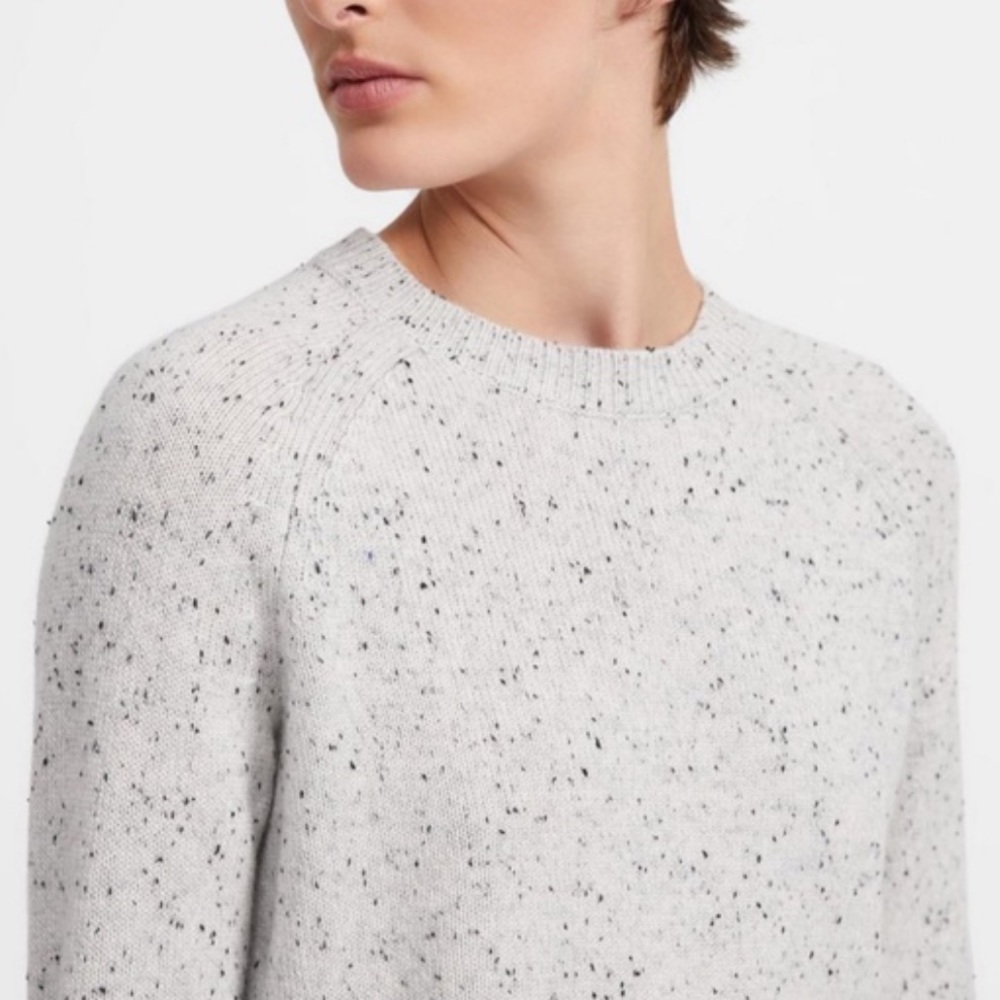 Theory Grey Donegal 100% Cashmere Sweater